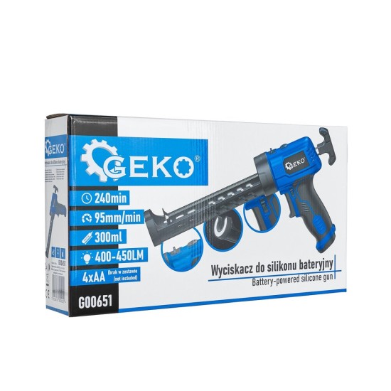 Vytlačovací pistole na baterie s LED osvětlením, 4×AA - GEKO Vytlačovací pistole na baterie s LED osvětlením, 4×AA - GEKO