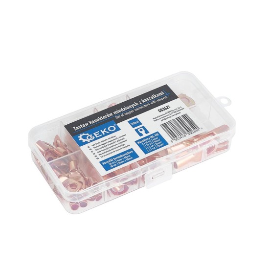 Měděné kabelové očka + smršťovací bužírky, sada 140 ks - GEKO Měděné kabelové očka + smršťovací bužírky, sada 140 ks - GEKO