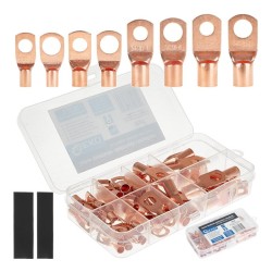 Měděné kabelové očka + smršťovací bužírky, sada 140 ks - GEKO