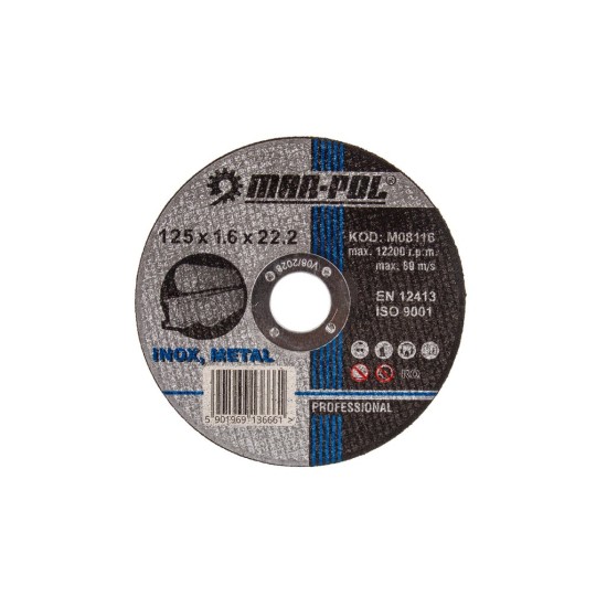 Kotouč řezný na kov, 125x1,6x22,2mm MAR-POL Kotouč řezný na kov, 125x1,6x22,2mm MAR-POL
