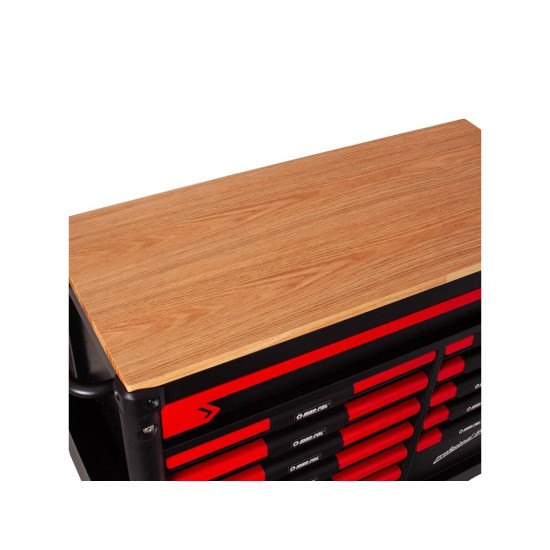 Dílenský vozík na nářadí, 12 zásuvek, dřevěná deska - MAR-POL