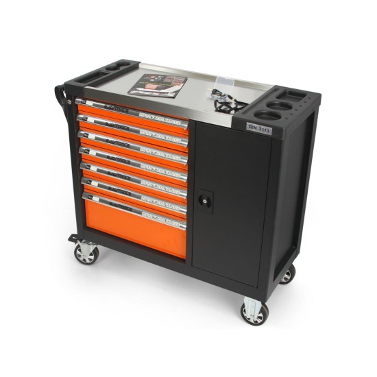 Dílenský vozík na nářadí, 7 zásuvek + skříňka - BJC