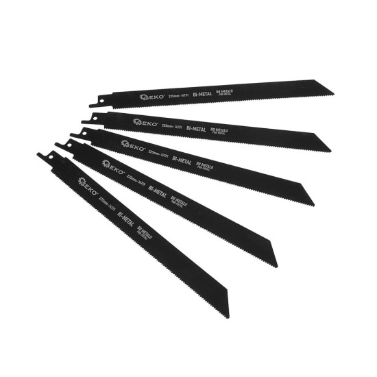 Pilové plátky do ocasky na kov 225 mm, 14 TPI, bimetal, sada 5 ks - GEKO