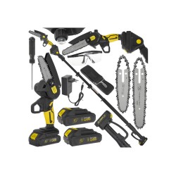 Aku pila, sada lišty 4" a 6", 2× baterie a teleskopická násada 125–245 cm - JOHN GARDENER