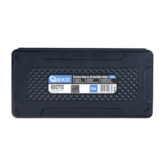 Zástrčné hlavice na zátky olejové vany 3/8", sada 23 dílů - GEKO