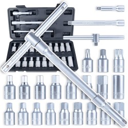 Zástrčné hlavice na zátky olejové vany 3/8", sada 23 dílů - GEKO