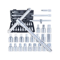 Zástrčné hlavice na zátky olejové vany 3/8", sada 23 dílů - GEKO