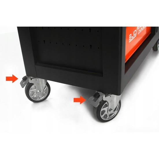 Dílenský vozík, 7 zásuvek + skříňka, sada nářadí DIN3113 306 ks - BJC