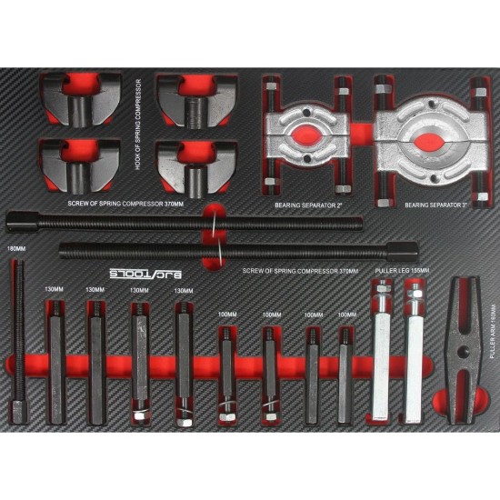 Dílenský vozík, 7 zásuvek + skříňka, sada nářadí DIN3113 306 ks - BJC