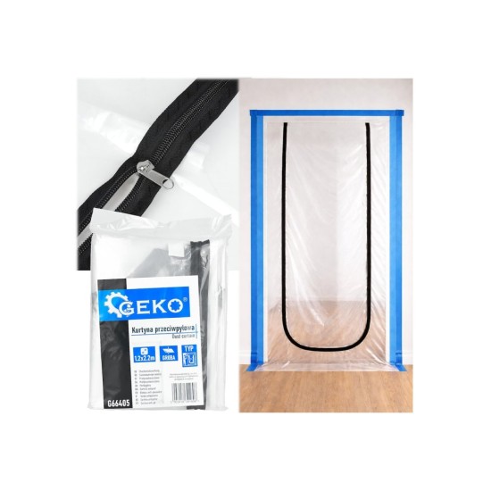 Protiprachové dveře se zipem U, 220×120 cm – GEKO