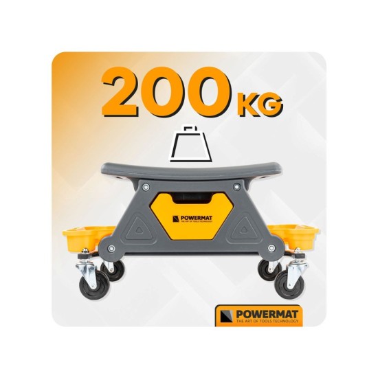 Dílenská stolička, nosnost 200 kg - POWERMAT
