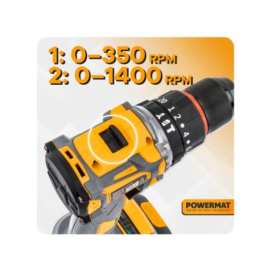 Aku šroubovák 21 V / 2 Ah s nářadím - POWERMAT