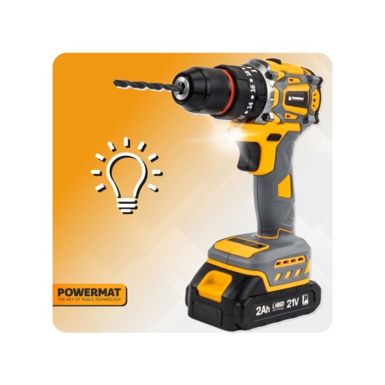 Aku šroubovák 21 V / 2 Ah s nářadím - POWERMAT
