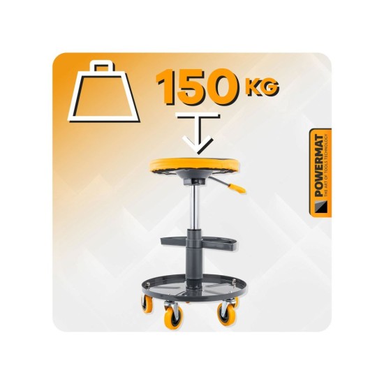 Dílenská stolička 400–520 mm, nosnost 150 kg – POWERMAT