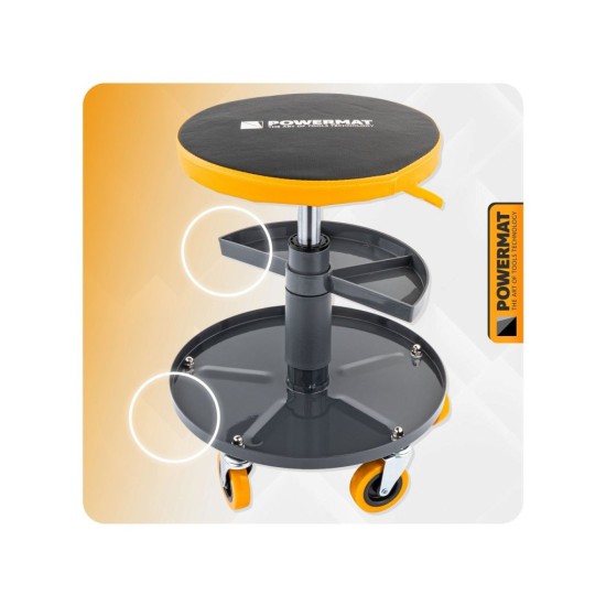 Dílenská stolička 400–520 mm, nosnost 150 kg – POWERMAT