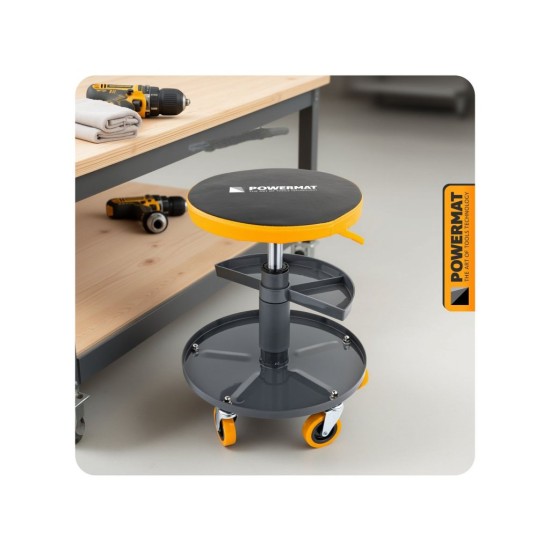 Dílenská stolička 400–520 mm, nosnost 150 kg – POWERMAT