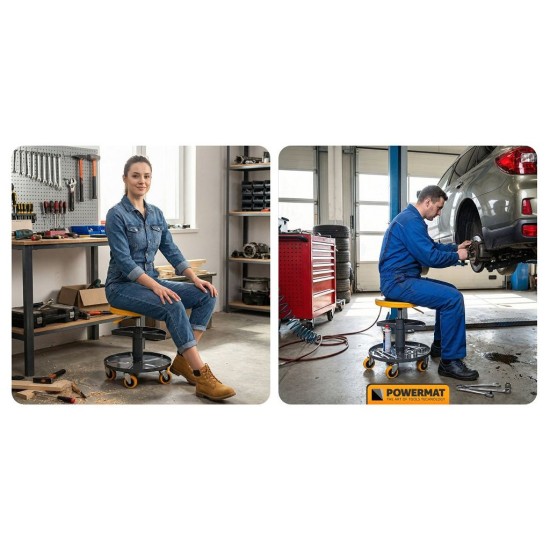 Dílenská stolička 400–520 mm, nosnost 150 kg – POWERMAT