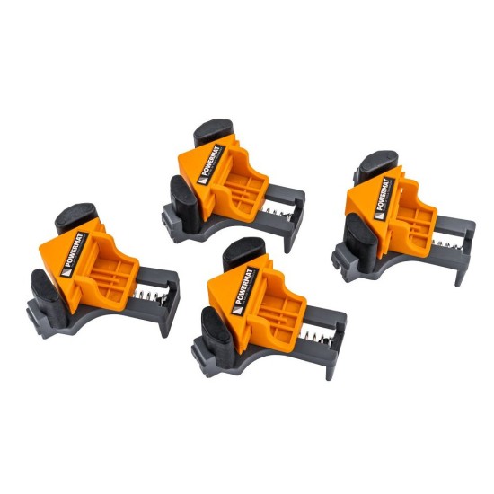 Truhlářské svěrky rohové 90°, 5–22 mm, sada 4 ks – POWERMAT