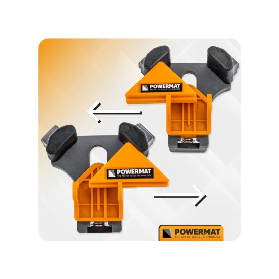 Truhlářské svěrky rohové 90°, 5–22 mm, sada 4 ks – POWERMAT