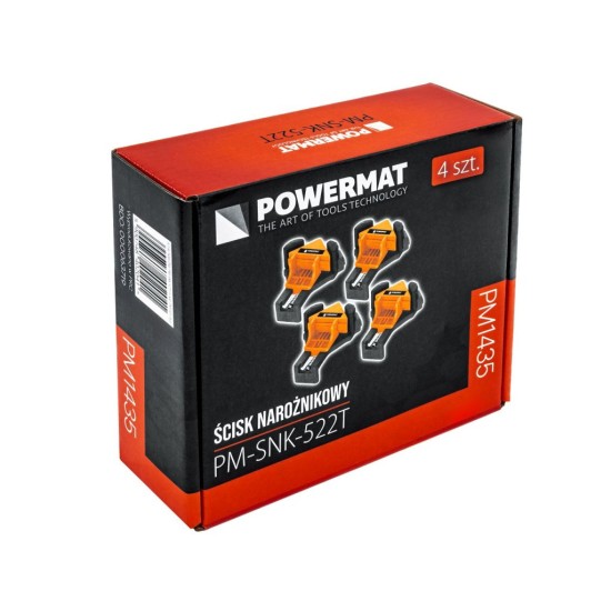 Truhlářské svěrky rohové 90°, 5–22 mm, sada 4 ks – POWERMAT