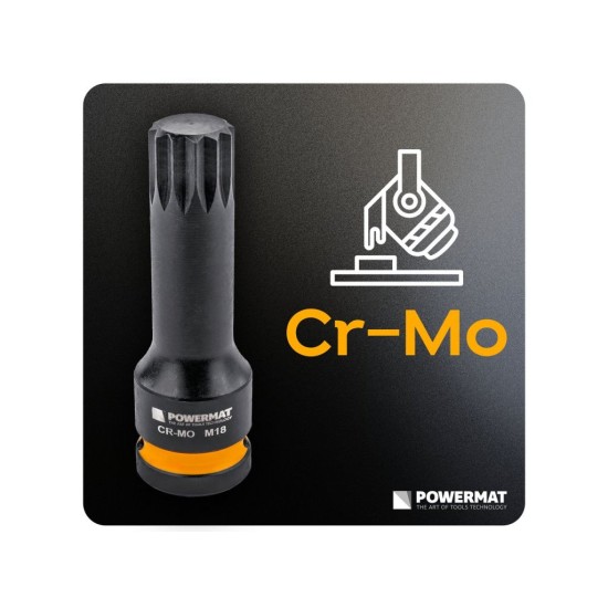 Hlavice rázové zástrčné 1/2" XZN M14–M18, 6 ks (2 délky) – POWERMAT