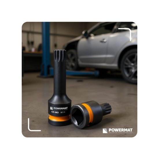 Hlavice rázové zástrčné 1/2" XZN M14–M18, 6 ks (2 délky) – POWERMAT