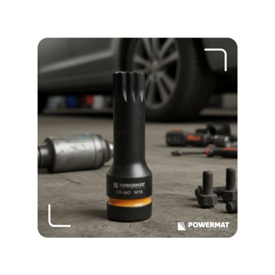 Hlavice rázové zástrčné 1/2" XZN M14–M18, 6 ks (2 délky) – POWERMAT