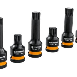 Hlavice rázové zástrčné 1/2" XZN M14–M18, 6 ks (2 délky) – POWERMAT