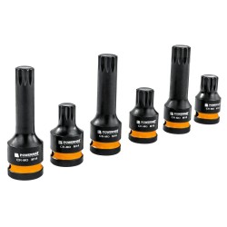 Hlavice rázové zástrčné 1/2" XZN M14–M18, 6 ks (2 délky) – POWERMAT