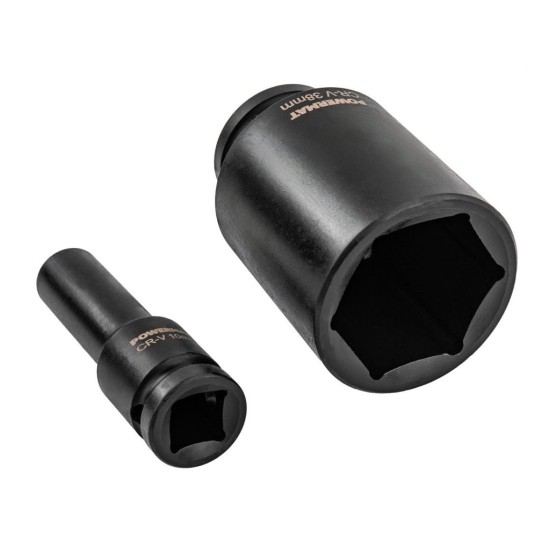 Rázové hlavice šestihranné prodloužené 1/2" 10–38 mm, sada 20 ks – POWERMAT