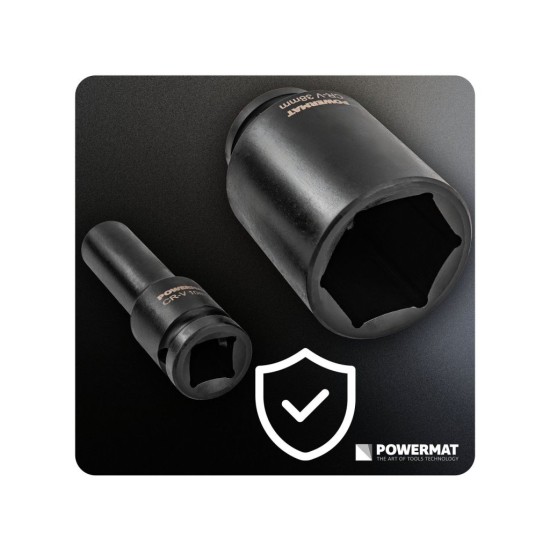 Rázové hlavice šestihranné prodloužené 1/2" 10–38 mm, sada 20 ks – POWERMAT