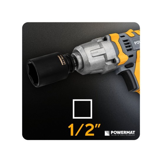 Rázové hlavice šestihranné prodloužené 1/2" 10–38 mm, sada 20 ks – POWERMAT