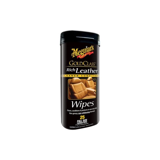 MEGUIARS Gold Class Rich Leather Cleaner Wipes - ubrousky k vyčištění a ošetření kůže 25 ks