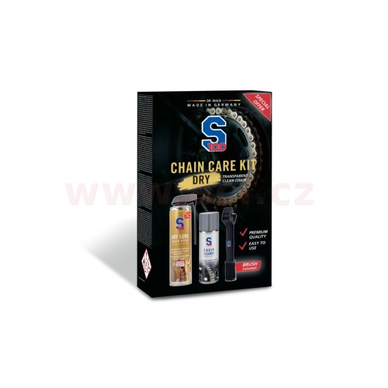 S100 sada péče o řetěz vč. transparentního maziva - Chain Care Kit (Dry Lube)
