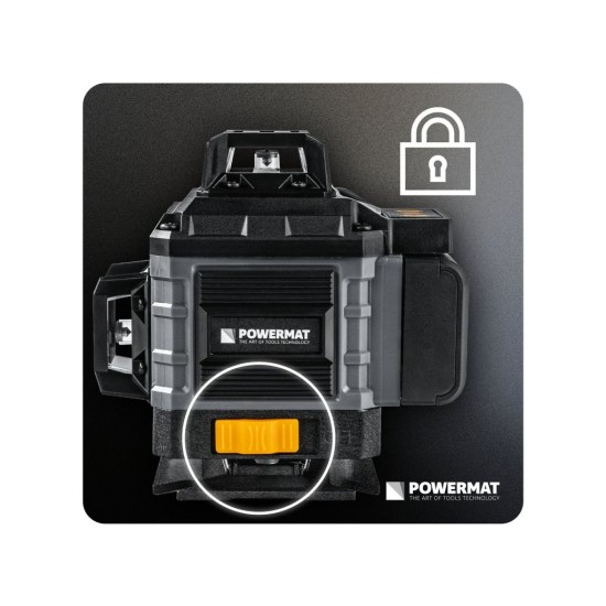 Křížový laser 4D 360°, samonivelační, zelený (SET se stativem) – POWERMAT