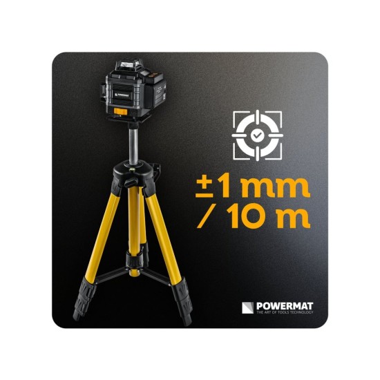 Křížový laser 4D 360°, samonivelační, zelený (SET se stativem) – POWERMAT