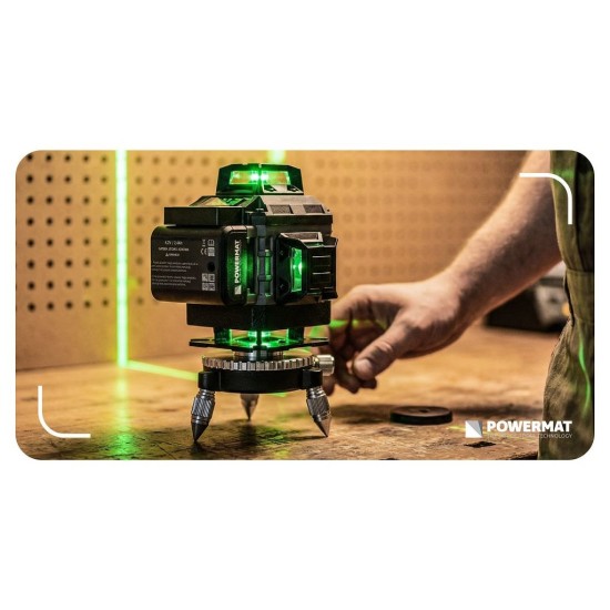 Křížový laser 4D 360°, samonivelační, zelený (SET se stativem) – POWERMAT