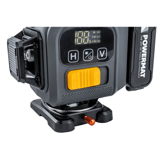 Křížový laser 4D 360°, samonivelační, zelený – POWERMAT