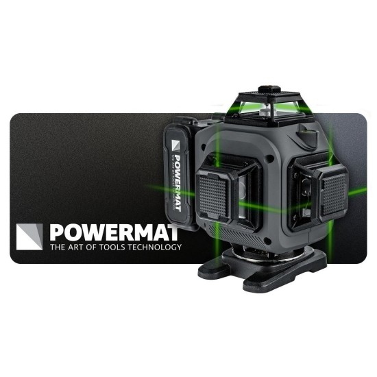 Křížový laser 4D 360°, samonivelační, zelený – POWERMAT