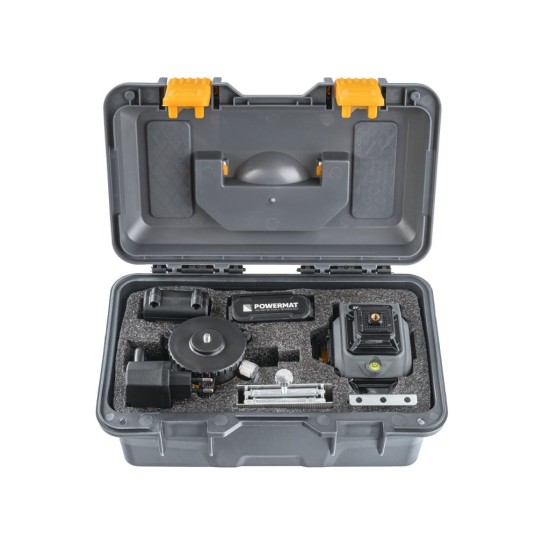 Křížový laser 4D 360°, samonivelační, zelený – POWERMAT