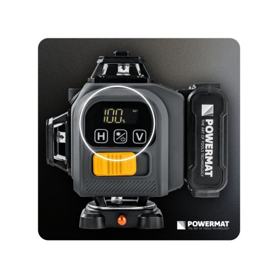 Křížový laser 4D 360°, samonivelační, zelený – POWERMAT