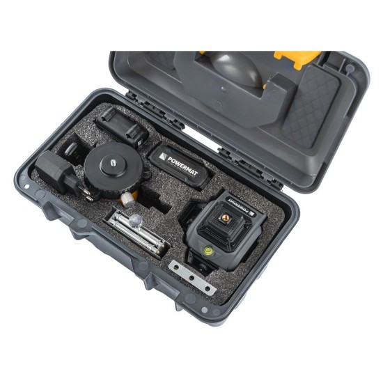 Křížový laser 4D 360°, samonivelační, zelený – POWERMAT