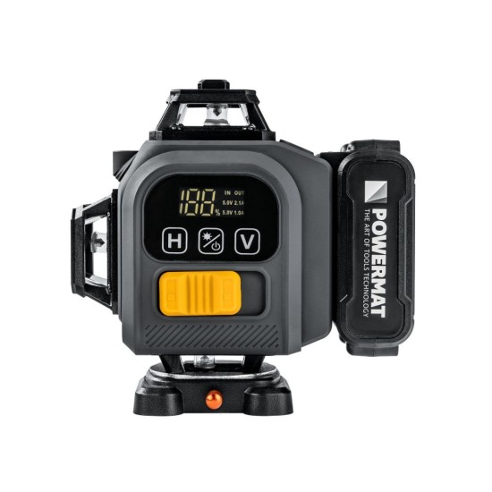 Křížový laser 4D 360°, samonivelační, zelený – POWERMAT