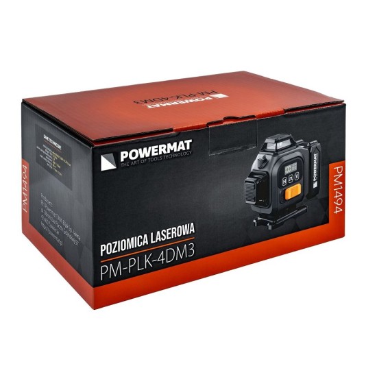 Křížový laser 4D 360°, samonivelační, zelený – POWERMAT