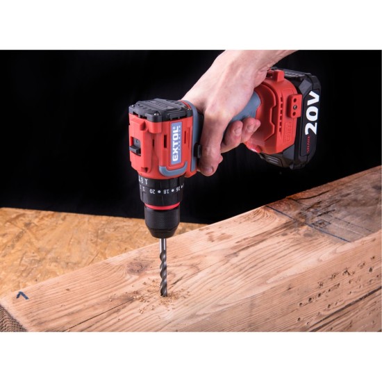 Aku šroubovák SHARE20V, BRUSHLESS, 2 Ah – EXTOL PREMIUM