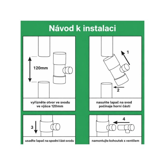Sběrač dešťové vody 80 mm s ventilem 1", grafit – BRADAS