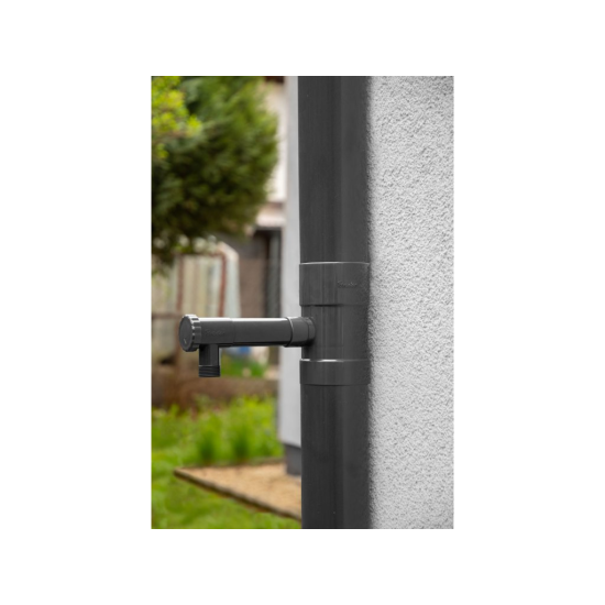 Sběrač dešťové vody 80 mm s ventilem 1", grafit – BRADAS