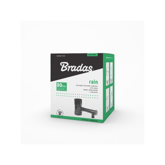 Sběrač dešťové vody 80 mm s ventilem 1", grafit – BRADAS
