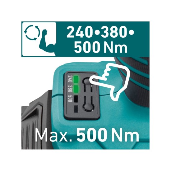 Aku rázový utahovák 1/2″ 500 Nm, SHARE20V, BRUSHLESS, bez baterie a nabíječky – EXTOL INDUSTRIAL
