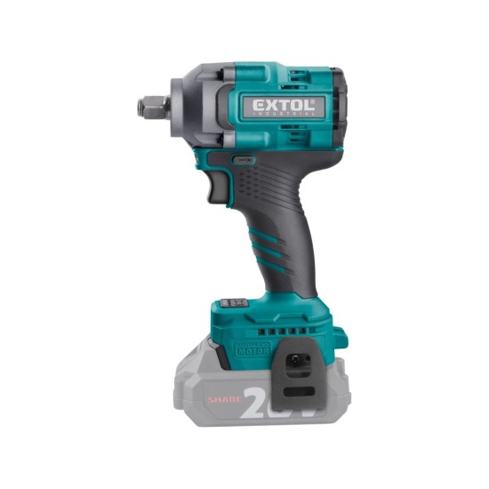 Aku rázový utahovák 1/2″ 500 Nm, SHARE20V, BRUSHLESS, bez baterie a nabíječky – EXTOL INDUSTRIAL